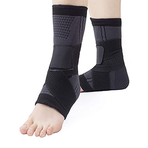 1 par de tobilleras de compresión para mujeres y hombres, soporte de arco y estabilizador de pies, con correa de tobillo extra (negro) (XL)