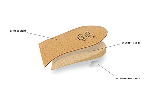 1 x Elevador de talón, Almohadilla para el Talón, Cuña ortopédica, Varias anchuras y alturas, Funda deCcuero, Kaps Topmed Plus, 1 pieza (altura 15 mm / 0.6 inch - talla M)