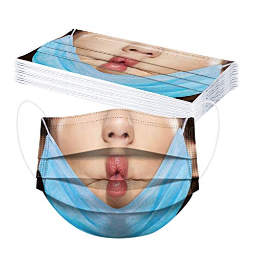 10 Piezas Adultos Expresión Divertida_Mascarillas, 3 Capas Spunlace, wuayi 3D Estéreo Hermosa Exquisita Elegante Impresión Sin Posicionamiento, Cómodo Respirable, Deportes Ocio Oficina