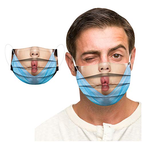 10 Piezas Adultos Expresión Divertida_Mascarillas, 3 Capas Spunlace, wuayi 3D Estéreo Hermosa Exquisita Elegante Impresión Sin Posicionamiento, Cómodo Respirable, Deportes Ocio Oficina