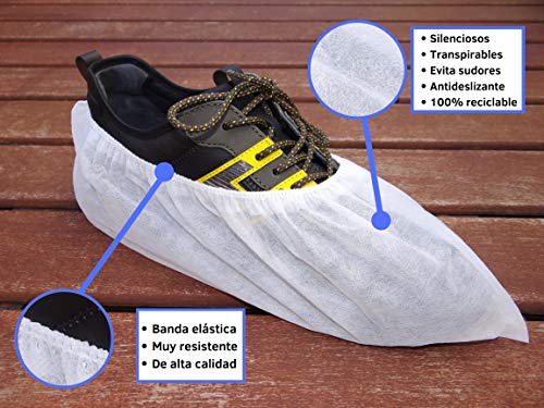 100 Cubrezapatos Desechables Reciclables. Calzas silenciosas antideslizantes. Patucos de tela.
