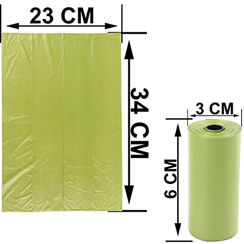120 Bolsas caca perro Biodegradables Perfumadas,Bolsas Biodegradables Perfumadas para Excrementos perros,gatos, mascotas. Fuertes, Resistente a Fugas, Perfumada.(color verde)