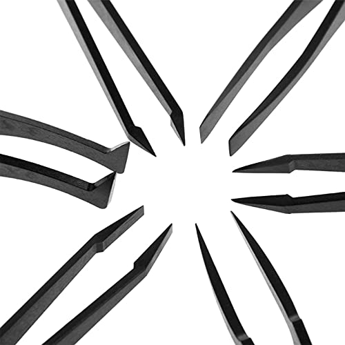 16 pcs Pinzas antiestáticas de plástico Pinza de plástico antiestática Pinzas industriales de precisión ESD Pinzas Antiestáticas de Punta para electrónica, joyería, relojes, medicina, laboratorio, etc