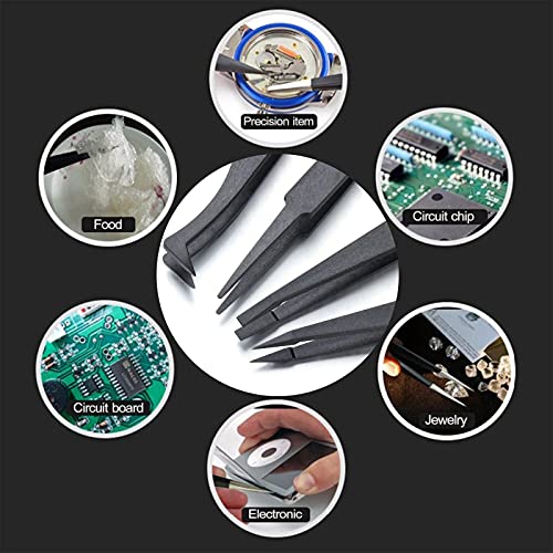 16 pcs Pinzas antiestáticas de plástico Pinza de plástico antiestática Pinzas industriales de precisión ESD Pinzas Antiestáticas de Punta para electrónica, joyería, relojes, medicina, laboratorio, etc