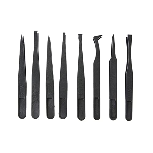 16 pcs Pinzas antiestáticas de plástico Pinza de plástico antiestática Pinzas industriales de precisión ESD Pinzas Antiestáticas de Punta para electrónica, joyería, relojes, medicina, laboratorio, etc