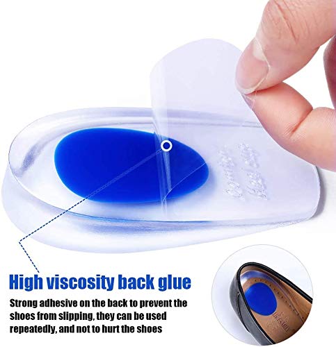 2 Pares Talonera de Gel,Por Capuchones de Silicona En El Talón Para La Fascitis Plantar, Espolones En el Talón y Dolor de AquilesAmortiguador,Azul/Rojo
