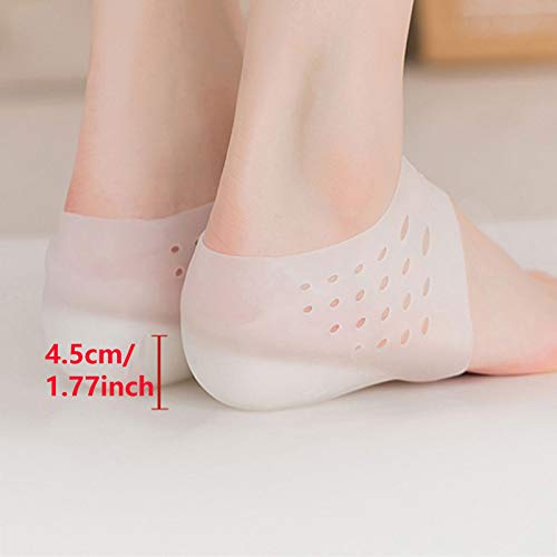 2 PCS Protector TalóN Silicona Plantilla de Silicona Invisible Protectores de TalóN de Calcetines para las Almohadillas Traseras del Pie ProteccióN del TalóN Aumentar la Altura en 4.5cm Unisex