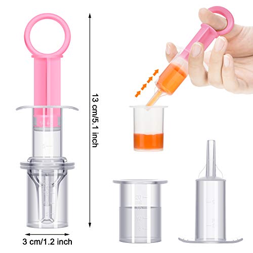 2 Piezas Jeringas de Alimentación Oral de Bebés Dispensador de Líquidos de Bebés con Cabeza de Chupete para Bebés Recién Nacidos (Azul y Rosa)