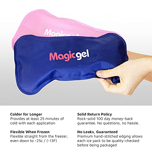 2 x Bolsas de gel frío y calor para lesiones reutilizables - Para aplicar con banda de compresión - Se adapta a cualquier articulación o parte del cuerpo para alivio del dolor, de Magic Gel