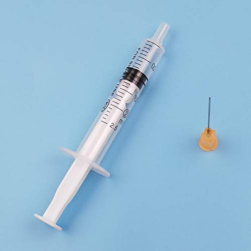 20PCS 2.5ml jeringa con 20pcs 23g-1.5"aguja de dispensación para uso industrial y de laboratorio Aguja dispensadora conjunto de jeringa jeringa de plástico jeringa desechable