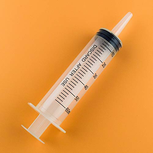 2Pcs 60 ml Jeringa, Jeringas de Plástico, Grande Jeringa Dosificadora de Líquidos para Laboratorios Científicos, Riego, Relleno, Múltiples Usos (2, 60ml)