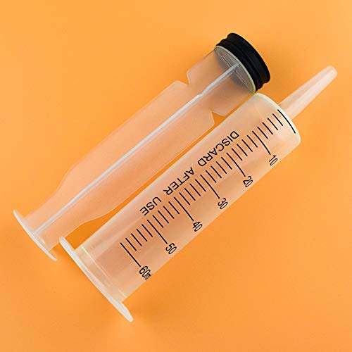2Pcs 60 ml Jeringa, Jeringas de Plástico, Grande Jeringa Dosificadora de Líquidos para Laboratorios Científicos, Riego, Relleno, Múltiples Usos (2, 60ml)