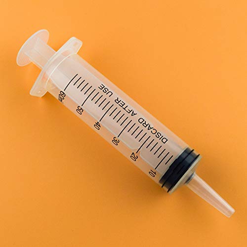 2Pcs 60 ml Jeringa, Jeringas de Plástico, Grande Jeringa Dosificadora de Líquidos para Laboratorios Científicos, Riego, Relleno, Múltiples Usos (2, 60ml)