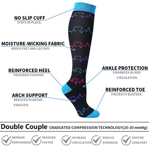 4 pares de calcetines de compresión para hombres y mujeres 20-30 mmHg Medias de compresión (Jacquard 02, pequeña/mediana (4 pares)