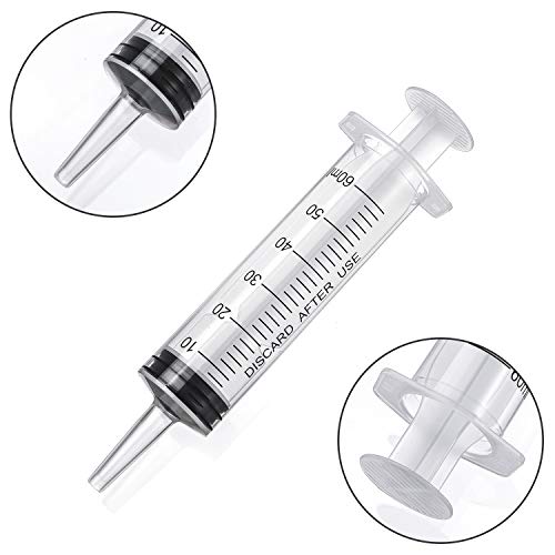 4 pcs Jeringa 60ml, jeringa plástico con tapón Cierre estéril sin Aguja, jeringa dosificadora para Laboratorios, medición y dispensación líquidos,Uso Industrial,alimentación Animal,riego Plantas