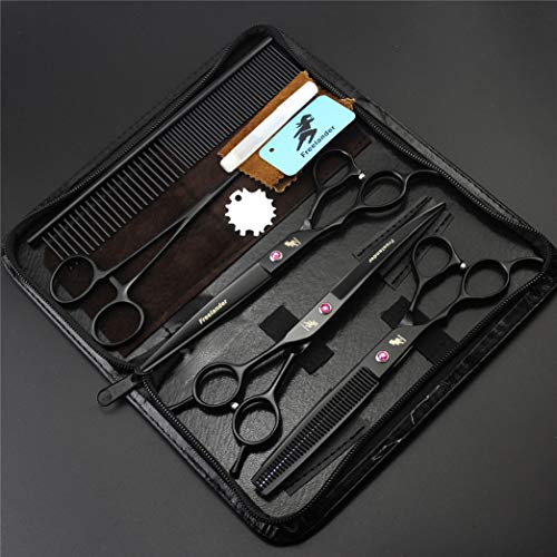 7" Zurdo para Mascotas Peluquería Peluquería Canina Kit Set Tijeras Japonesas Tijeras Acero Recto del Peluquero Y El Adelgazamiento Y Curvas Tijeras para Recortar Cada Perro Y Gato Salon Cut