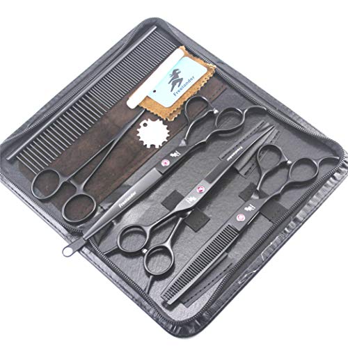 7" Zurdo para Mascotas Peluquería Peluquería Canina Kit Set Tijeras Japonesas Tijeras Acero Recto del Peluquero Y El Adelgazamiento Y Curvas Tijeras para Recortar Cada Perro Y Gato Salon Cut