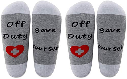 AATOP Calcetines divertidos para enfermera y médico, regalo de EMT, para salvar a ti mismo, médico, regalo médico, médico, calcetines