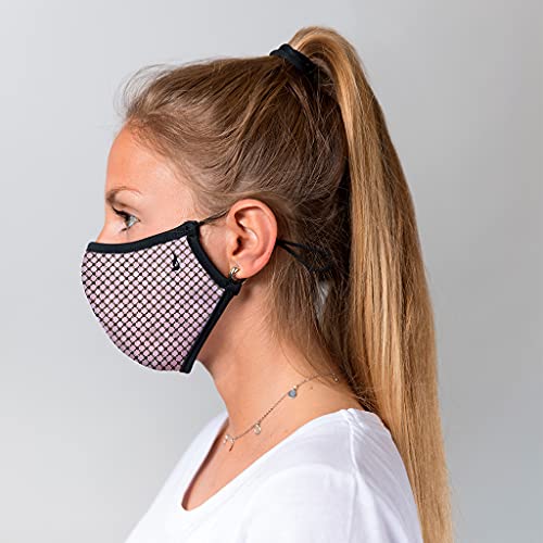 Abbacino mascarilla homologada y lavable para adulto con ajuste nasal estampado efecto malla metálica rosa palo