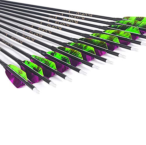 ACCMOS Spine 500 Pluma de Camo Flecha de Carbono ID 6,2 mm OD 7,8 mm Tiro al Arco Flecha de Práctica, para Arco Recurvo Arco Compuesto Caza 12 pz (26inch)