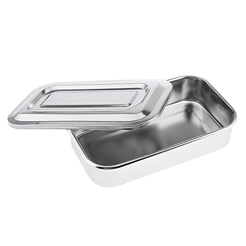 Acero Inoxidable 8 '' Clínica Odontología Instrumento/Medicación Esterilizador De Acero Inoxidable Caja Bandejas De Desinfección con Tapa - B