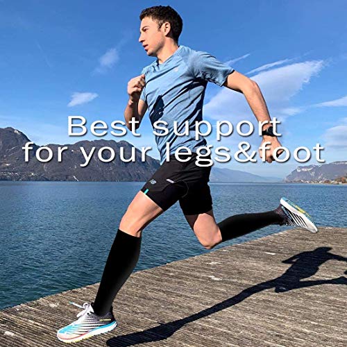 ACTINPUT 7 Pares Calcetines de compresión para Mujeres y Hombres 20-25 mmHg es el Mejor atlético, Correr,Escalar Montaña,Vuelo, Viajes, Enfermeras, Edema