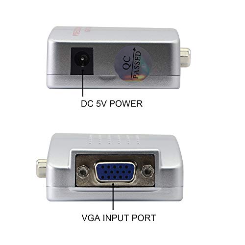 Adaptador VGA a RCA, convertidor AV Compuesto de S-Video a VGA, para HDTV, monitores, computadora portátil, computadora de Escritorio, PC. por Fengqlong