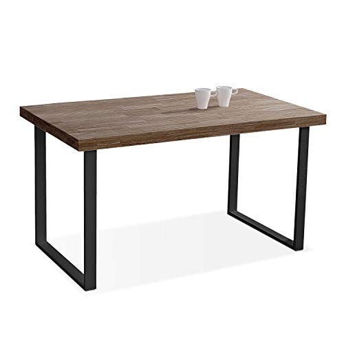 Adec Group Natural, Mesa de Comedor, Mesa Salon o Cocina Fija Color Roble Boreal y Negro, Medidas: 140 cm (Largo) x 80 cm (Ancho) x 76,5 cm (Alto)
