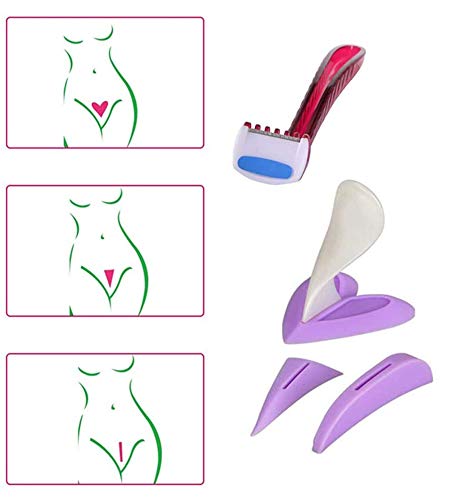 Afeitadora de vello púbico Bimber Trimmer para damas, afeitadora de Bikini Trimmer y Bikini Shaving Stencil Herramientas íntimas privadas （5 piezas）