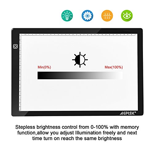AGPTEK A4 Tableta de Luz, Drawing Pad Ultradelgada, Mesa de Luz de Dibujo LED con Panel Táctil Inteligente con Botón físico para Artistas, Dibujo, Animación