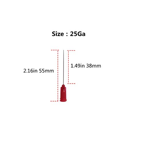 Agujas de punta roma, 100Pack agujas de acero inoxidable Luer Lock para jeringas, aguja dispensadoras roma cánulas de para uso industrial y experimental (25G)