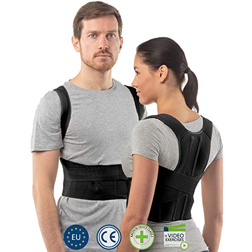 aHeal Corrector de Postura de Espalda para Hombre y Mujer | Soporte de Espalda y Columna Lumbar Superior para Corrección de Postura | Alivio del Dolor y Rehabilitación de Lesiones | Talla 4 Negro