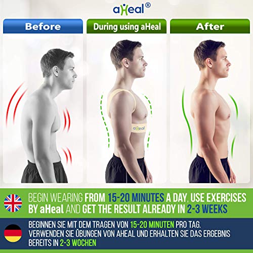 aHeal Corrector de Postura de Espalda para Hombre y Mujer | Soporte de Espalda y Columna Lumbar Superior para Corrección de Postura | Alivio del Dolor y Rehabilitación de Lesiones | Talla 2 Negro