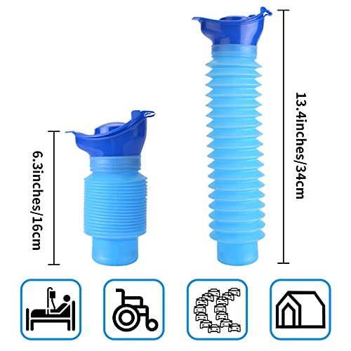 AIBAOBAO Urinario Portatil, Inodoro Portatil, Orinal Portatil Adultos Retráctil Reutilizable, 750 ml Móvil Iorinal de Viaje Urinario de Emergencia Bolsa para Coche, Viaje, Camping, Viajes
