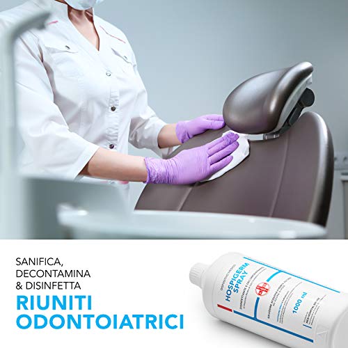 AIESI® Spray desinfectante de acción rápida listo para usar para superficies dispositivos médicos y unidades dentales botella de 1 litro HOSPIGERM SPRAY