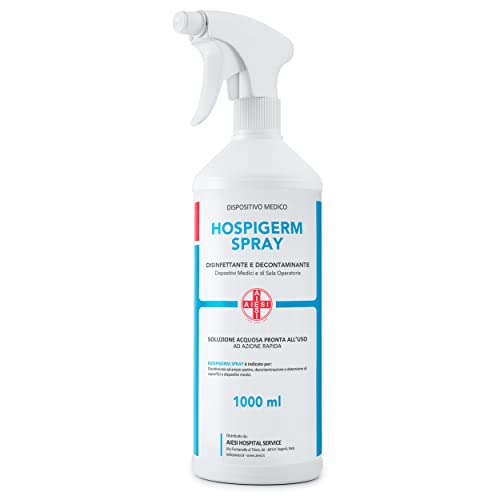 AIESI® Spray desinfectante de acción rápida listo para usar para superficies dispositivos médicos y unidades dentales botella de 1 litro HOSPIGERM SPRAY