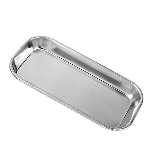 Akozon Bandeja Médica Acero Inoxidable 201 Bandeja de Instrumento para quirúrgico Dental higiénico médico Laboratorio 22.5 x 11.5 x 2 cm