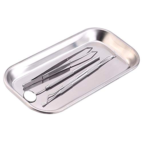 Akozon Bandeja Médica Acero Inoxidable 201 Bandeja de Instrumento para quirúrgico Dental higiénico médico Laboratorio 22.5 x 11.5 x 2 cm