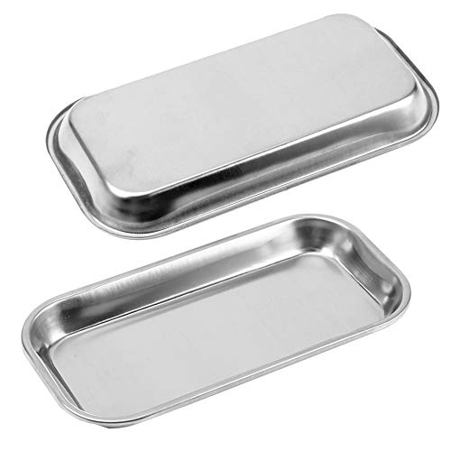 Akozon Bandeja Médica Acero Inoxidable 201 Bandeja de Instrumento para quirúrgico Dental higiénico médico Laboratorio 22.5 x 11.5 x 2 cm