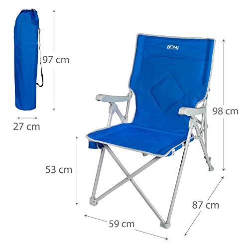 AKTIVE 52839 - Silla plegable para camping 3 posiciones AKTIVE camping 59x87x98 cm