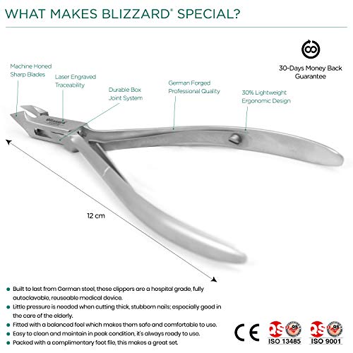 Alicate Cutícula Blizzard - Pinza Cutícula 12 cm, Superpuesto 5mm - Acero Inoxidable Forjado Alemán - Manicura y Podología Profesional