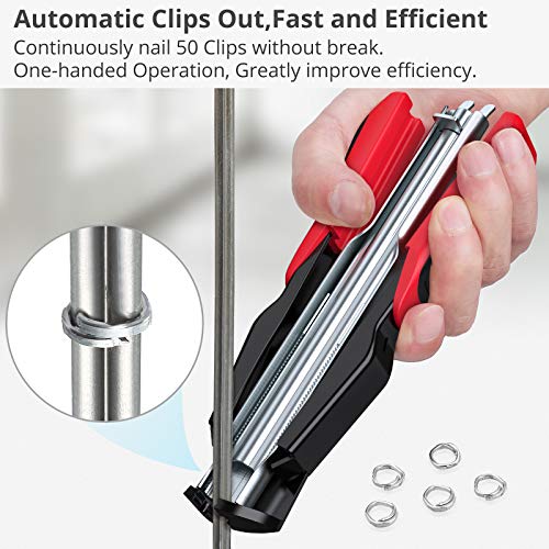 Alicate para Alambradas Alicate Circlip Automatica Cerca Grapadora con 2500PCS de Anillos Tipo C Galvanizados para Redes de Malla y Vallado Jaulas de Macota