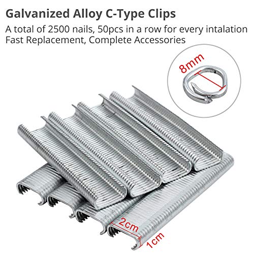 Alicate para Alambradas Alicate Circlip Automatica Cerca Grapadora con 2500PCS de Anillos Tipo C Galvanizados para Redes de Malla y Vallado Jaulas de Macota