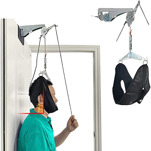 ALLWIN Estirador De Cuello Cervical para Aliviar El Dolor Dispositivo De Tracción del Cuello para Uso Doméstico Máquina De Descompresión De La Columna Vertebral Arnés Sling Terapia Física Masajeador
