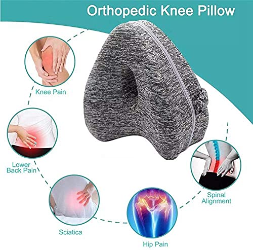 Almohada Ortopédica para Pierna y Rodilla, Cojín ergonómico con Espuma viscoelástica, Almohada para Dormir posicionadora para Embarazadas Alivia Dolores de piernas, Cadera y articulaciones. (Azul)