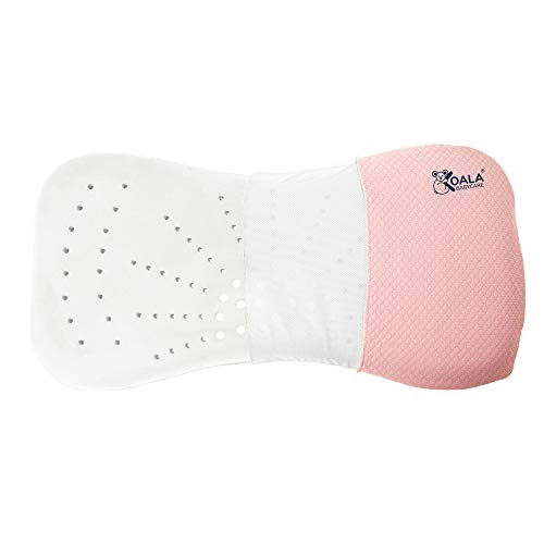 Almohada para bebés hasta los 36 meses para ayudar a prevenir y tratar la plagiocefalia,de funda extraíble (con dos fundas), hecha de Memory Foam, espuma viscoelastica - rosa