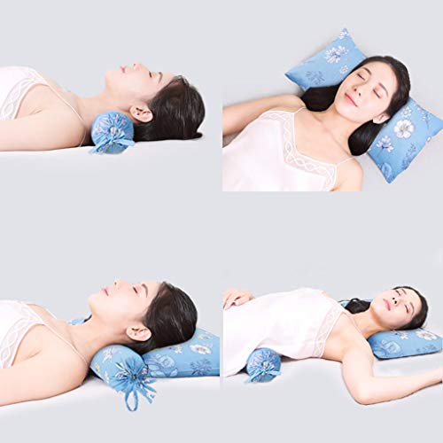 Almohada para el cuello Almohada para el caramelo Mostaza Trigo Cáscara Almohada cervical Solo adulto Reparación Tracción Cilíndrica Almohada para la salud ( Color : BLUE , Size : 50*9CM+48*28CM )
