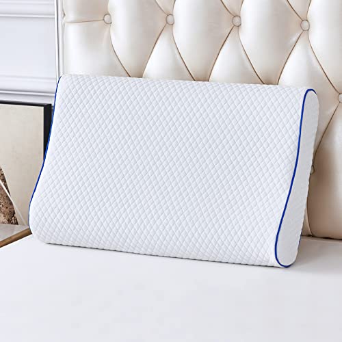 Almohada viscoelástica de 40 x 60 cm, almohada ortopédica, almohada ergonómica, para dolores en el cuello, antiácaros y antibacteriano, almohada cervical para dormir, funda lavable
