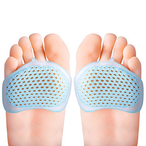 Almohadillas Metatarsianas Plantillas Metatarsianas Almohadillas de Gel Duraderas Almohadillas Metatarsianas para Antepié Gel Transpirable y Suave Almohadillas Azul Transparente 8 Piezas