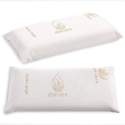 ALOE VERA ALMOHADA VISCOELÁSTICA FABRICADA EN ESPAÑA ANATÓMICO ORTOPÉDICO ANTIÁCARO (70 (pack 2 almohadas))